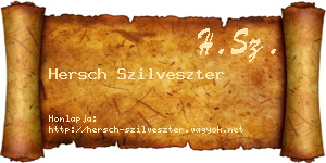 Hersch Szilveszter névjegykártya